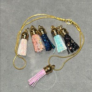 Colorful Tassel Necklace with Charms